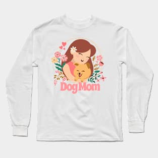 Dog mom lovely illustration Long Sleeve T-Shirt